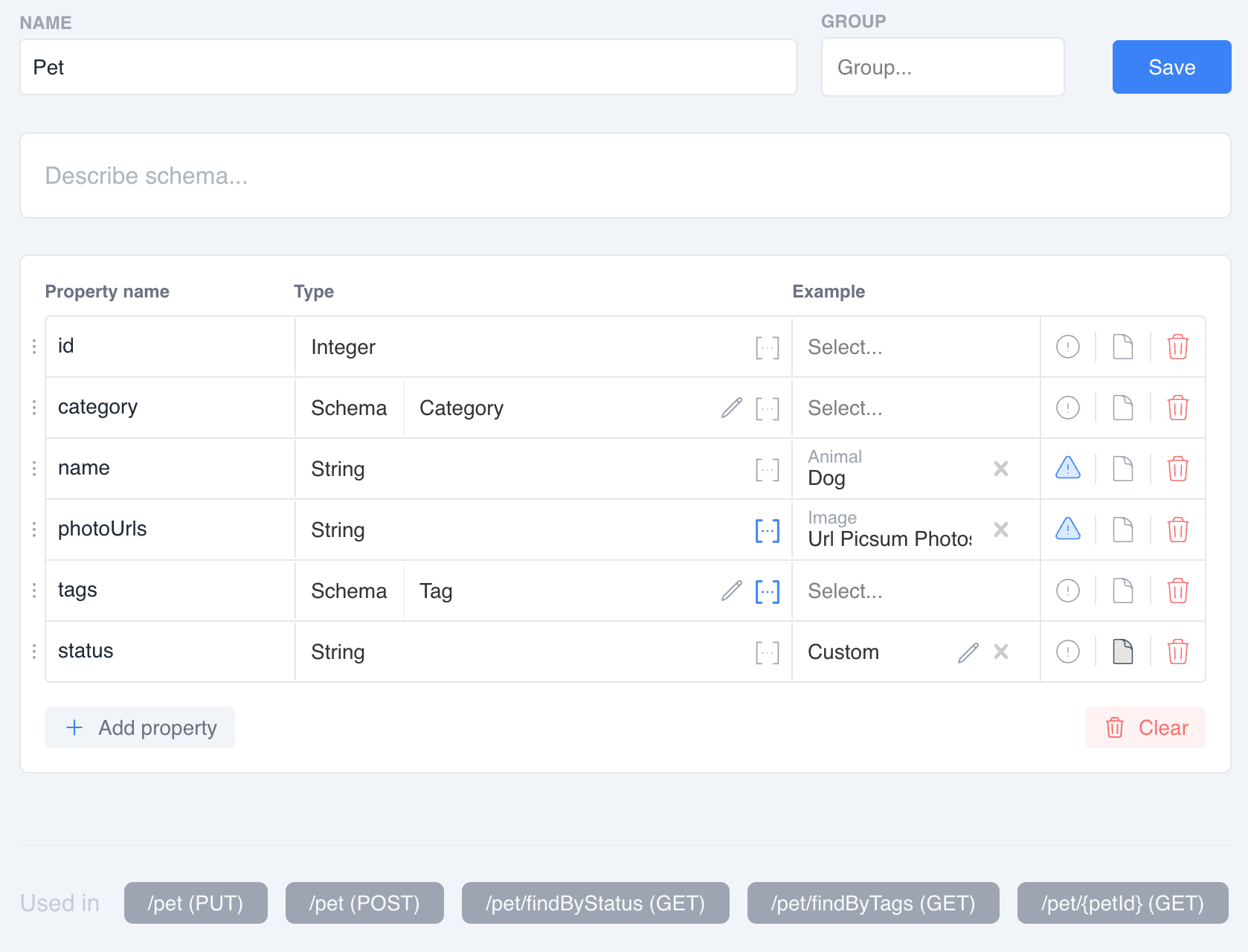 The schema designer